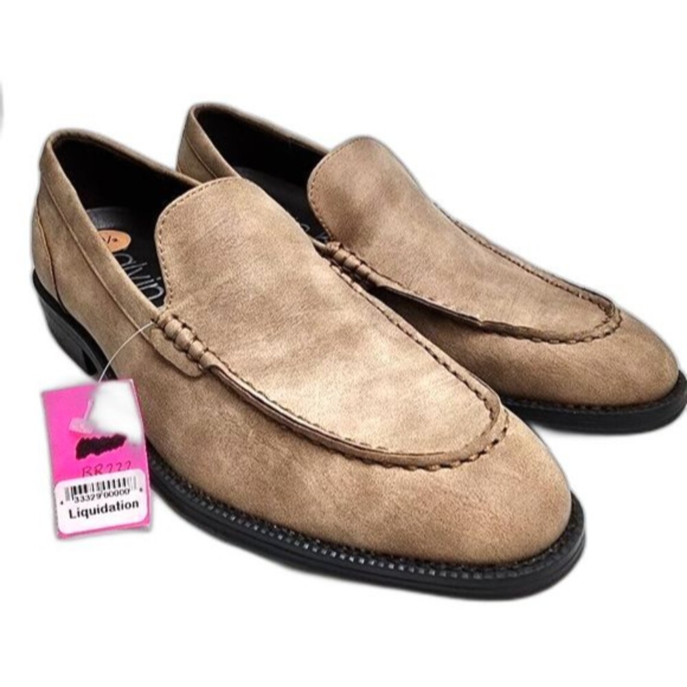 Calvin Klein NWT Men's Light Brown Faux Leather Loafers Size 7.5